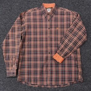 Cinch Mens Brown Plaid Western Button Down Shirt MTW1103731 Large Paisley Trim